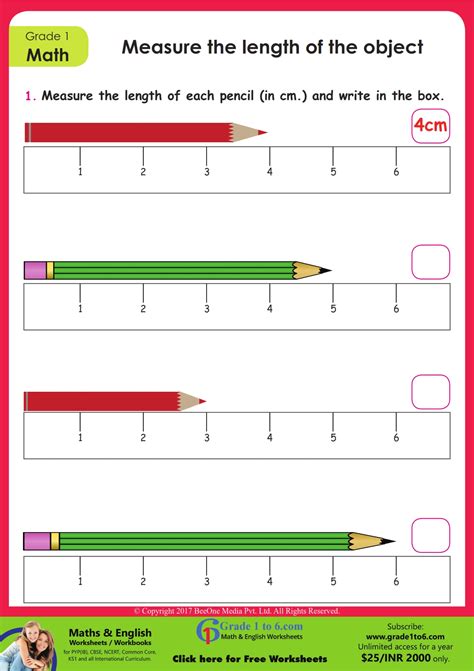 Grade 1 Math Measurement Worksheet