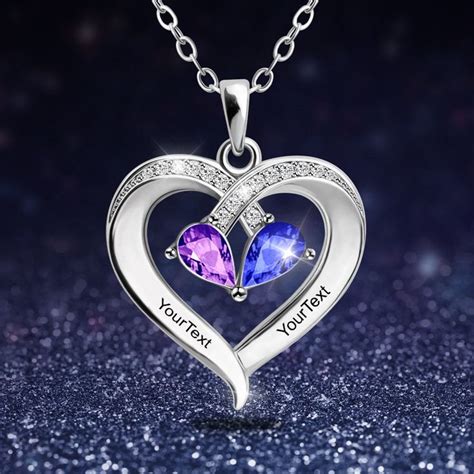 Custom Jewelry Dual Name Necklace Heart Shaped Pendant Love Heart