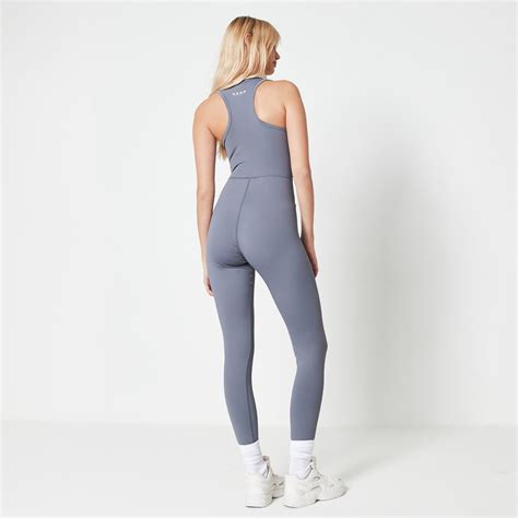Missguided Msgd Sports Racer Neck Gym Unitard Charcoal Missguided