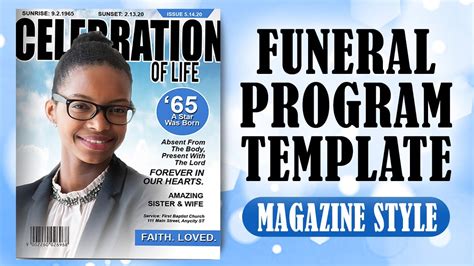 Funeral Program Template Celebration Of Life Magazine Style Design