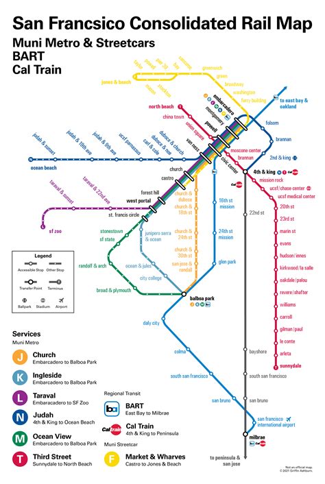 Map Of All Rail Stations And Connections In San Francisco Plus Central