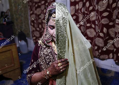 Kashmiri Bride Sits Inside Houseboat During Editorial Stock Photo