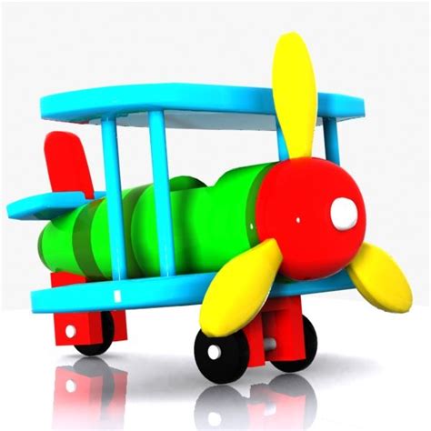 Cartoon Airplane Banner Low Poly Animated 3d Model 12 C4d Fbx Obj