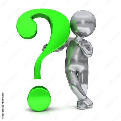 Stockillustratie Green Questions Asking Man 3d Render Question Mark