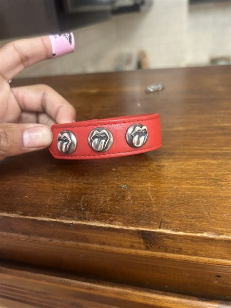 Chrome Hearts Chrome Hearts Rolling Stones Bracelet Red Grailed