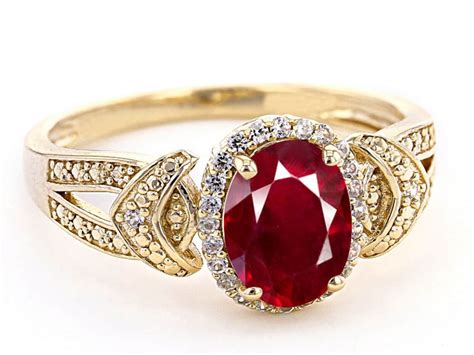 Glass Filled Ruby Ring Oval Ruby Engagement Ring Womens Etsy