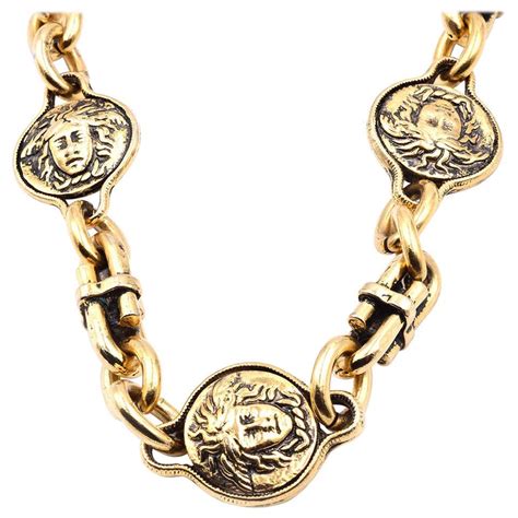 Versace Gold Tone Medusa Tribute Medallion Gilded Necklace For Sale At