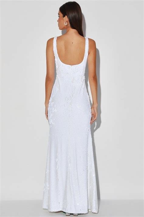 Shining Adoration White Sequin Mermaid Maxi Dress Maxi Dress Dresses