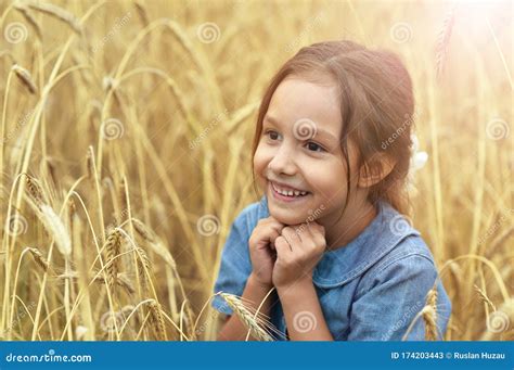 Portrait Of Cute Little Girl In Wheat Field Stock Image Image Of
