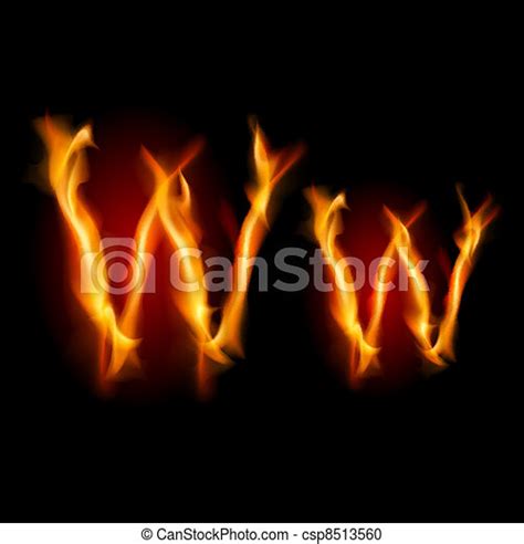 Fiery Font Letter W Illustration On Black Background Canstock
