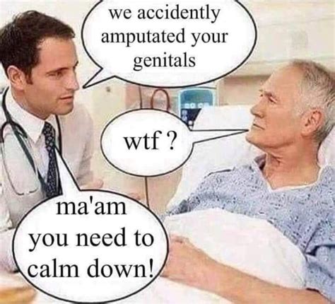 A Man In A Hospital Bed Talking To Another Man With Speech Bubbles Above His Head That Says We