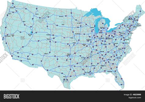 Usa Interstate Map Vector And Photo Bigstock