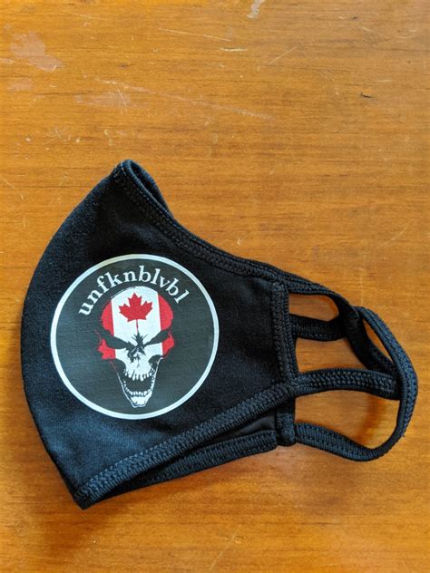 Unfknblvbl Facemask Canadian Flag Skull Brass Pole Motorcycle Accessories