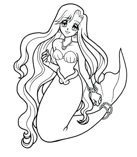 Anime Mermaid Coloring Pages Coloringpage One