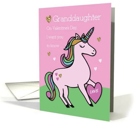 Granddaughter Magical Unicorn Valentines Day Card 1595272