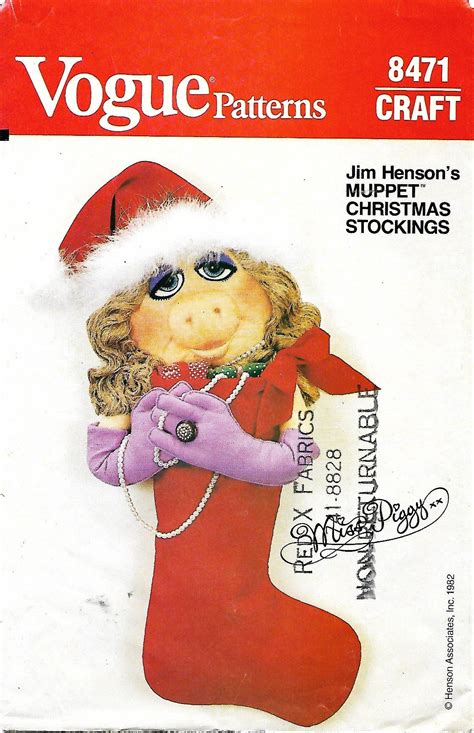 Vogue 8471 Miss Piggy Stocking Pattern Jim Hensons Muppet Christmas