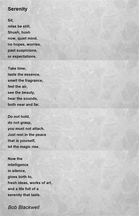 Serenity By Bob Blackwell Serenity Poem