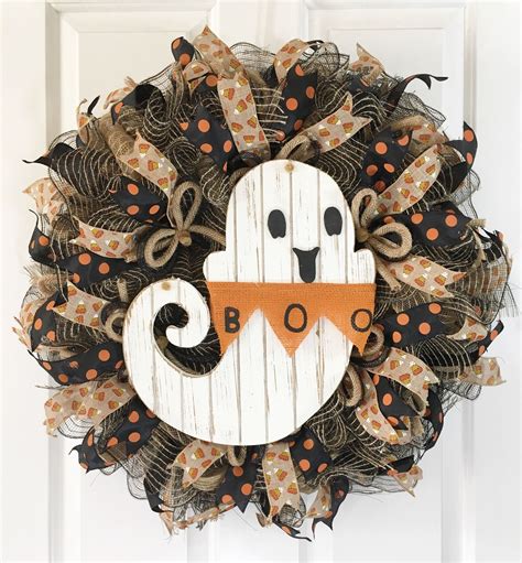 Halloween Wreath Ghost Wreath Rustic Wreath Farmhouse Wreath