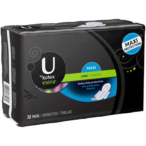 Kotex Extra Long Maxi Pads With Wings Unscented 32 Count