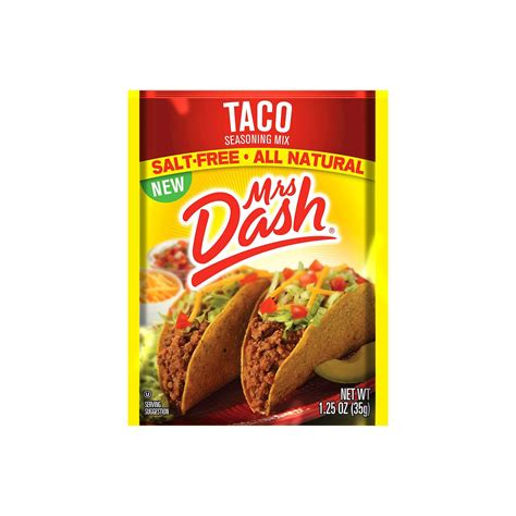 Le souper favori de tous est maintenant faible en sodium grâce à ce sachet débordant de saveur! Mrs. Dash Taco Seasoning Mix 1.25 oz | Taco mix seasoning ...