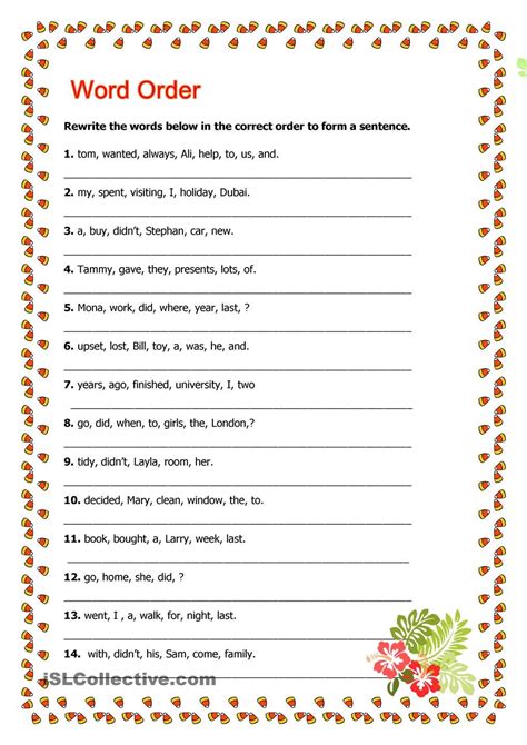 Put Sentences In Order Worksheet