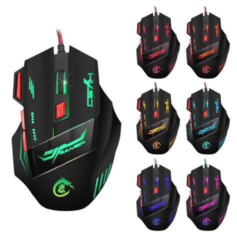 Usb Wired Gaming Mouse Glow 7 Keys Optics 3200dpi For Desktop Computers