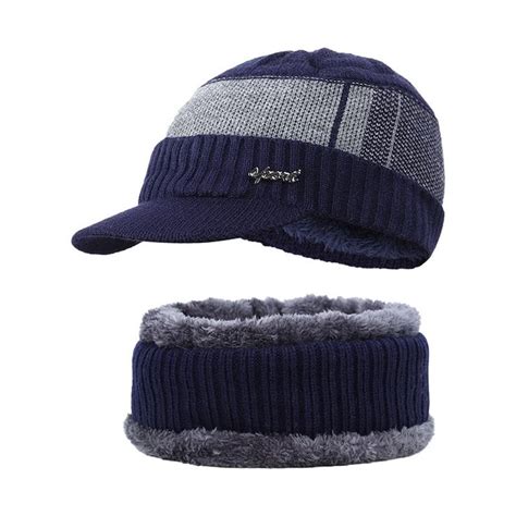Coral Fleece Winter Hat Beanies Mens Hat Scarf Warm Breathable Wool