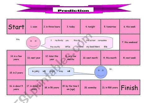 Board Game Future Predictions Esl Worksheet By Tissi