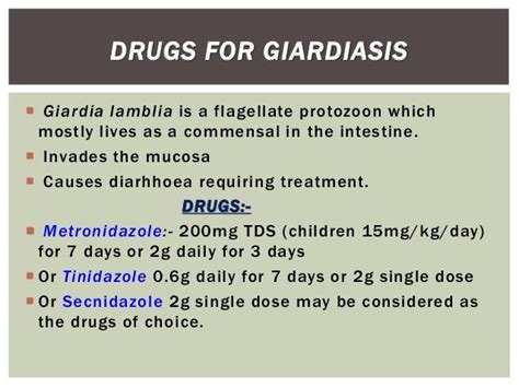Treatment Of Amoebiasis And Giardiasis