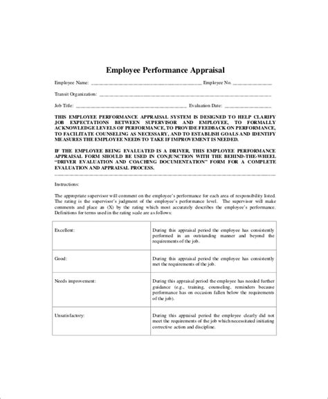 Free 14 Sample Performance Appraisal In Ms Word Pdf