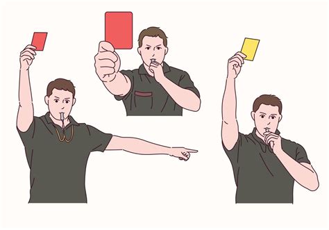 el árbitro de fútbol sostiene una tarjeta roja y amarilla y hace sonar