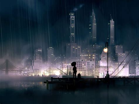 The City Of Rain Anime Scenery Wallpaper Rainy City