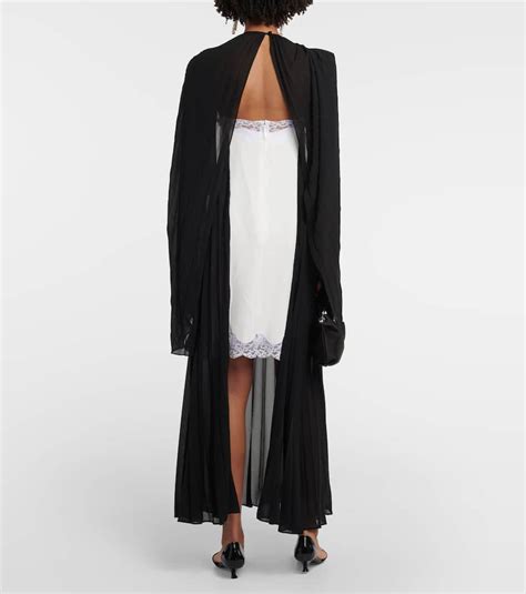 Christopher Kane The Mrs Robinson Lace Trim Caped Midi Dress In Black Modesens