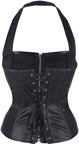 dodoing schwarz faux leather vollbrust korsett halfter reißverschluss party kostüm für frauen