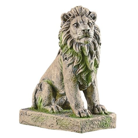 Regal Lion Outdoor Garden Statue Stone Sculpture For Home Entries