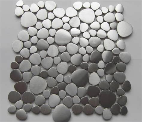 Brushed Stainless Steel Pebbles Mosaic Tile Wall Backsplash Metal Tiles