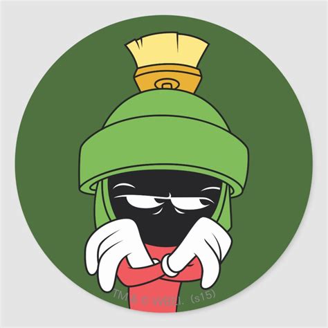 marvin the martian pout classic round sticker custom stickers make your own personalized