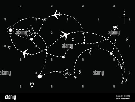 Airline Plane Flight Paths Travel Plans Map Stock Photo Alamy