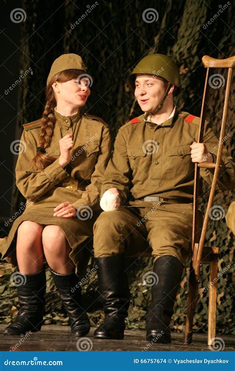 lovers meet russian soldier and his girlfriend portrait of a russian soldier editorial image