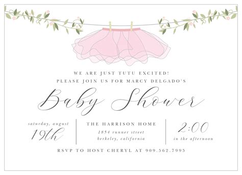 Tutu Excited Baby Shower Invitations By Basic Invite