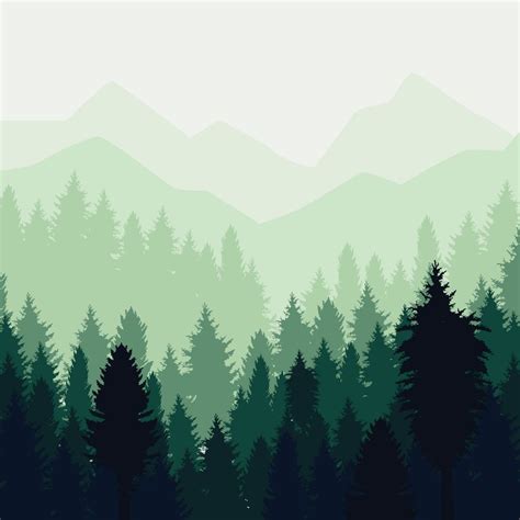 Mountains And Trees Silhouette For Logo Forest Illustration