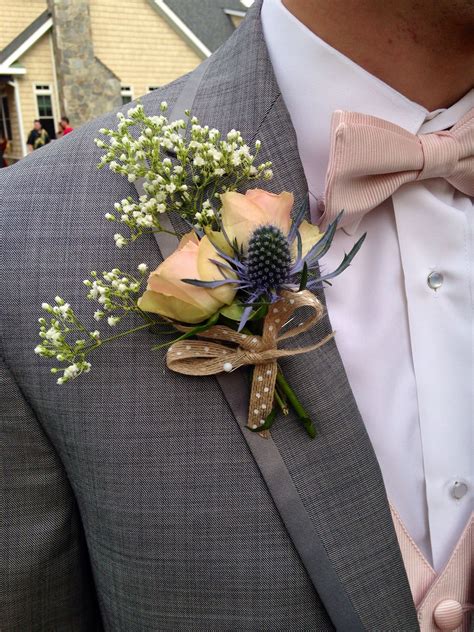 Diy Boutonnière With Fresh Flowers And Burlap Ribbon Diy Boutonniere