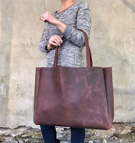 Extra Large Brown Leather Tote Bag 24 X 15 Urban Artisan Boutique