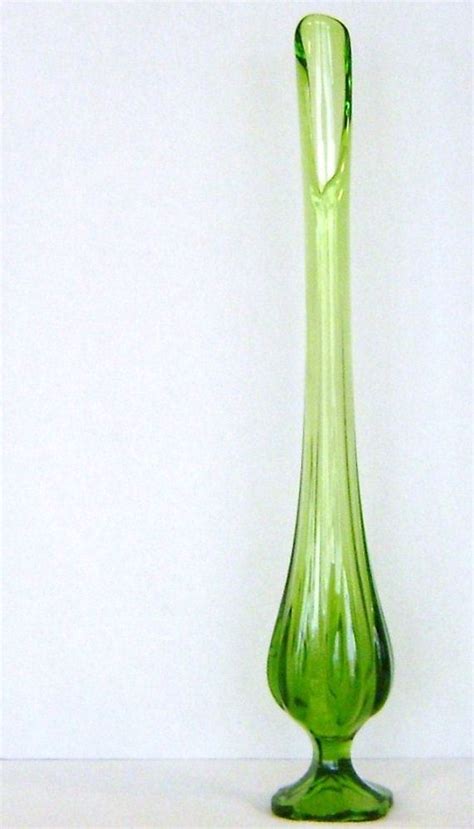 Vintage Olive Green Stretched Glass Vase Etsy Vase Glass Vase Vintage House