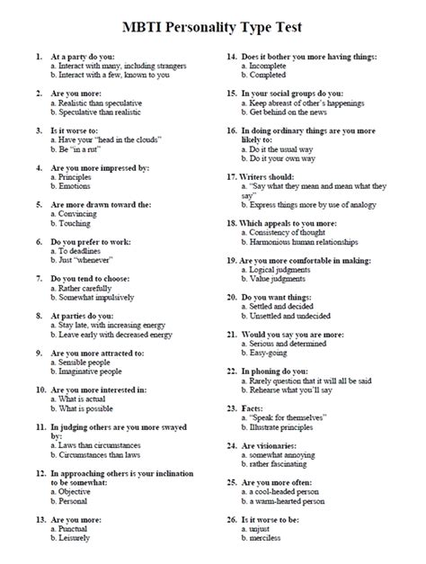 Quiz And Worksheet Objective Personality Tests Study Free Printable
