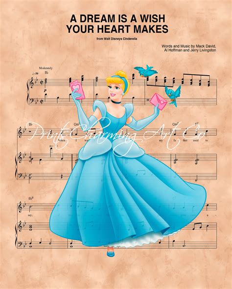 Cinderella A Dream Is A Wish Your Heart Makes Sheet Music Art Print
