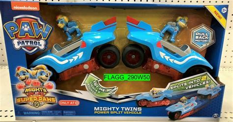 Paw Patrol Mighty Twins Tuck And Ella Pups Power Split Vehicle Pack New