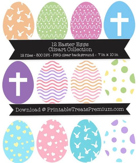 12 Easter Eggs Clipart Collection Printable Treats Premium Easter