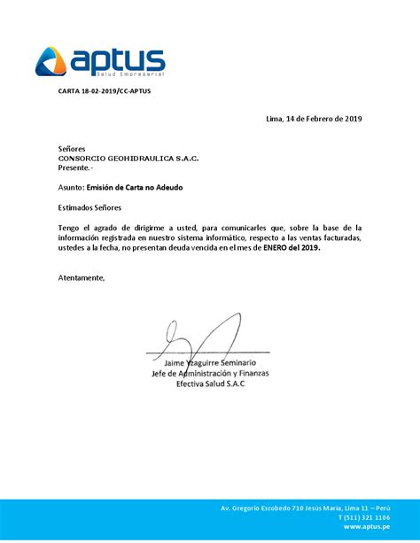 Formato Carta De No Adeudo Entre Empresas Peru Modelo De Informe Images