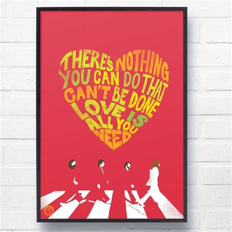 The Beatles All You Need Is Love Lyrical Wall Art Print Beatles Art